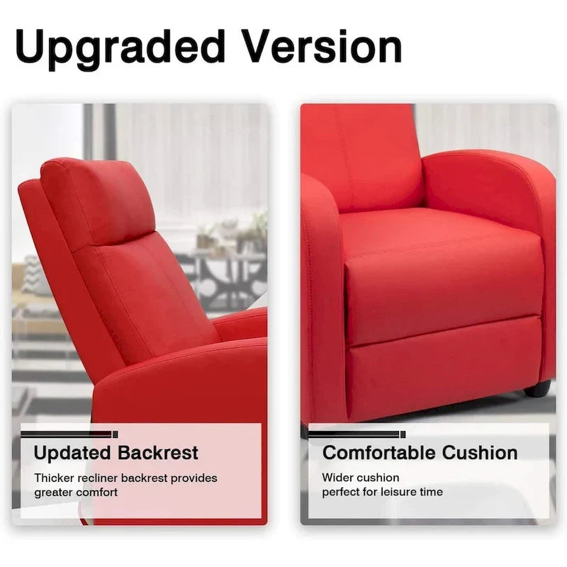 Fauteuil inclinable à dossier basculant en similicuir, marron / noir / gris / kaki / rouge / beige, simple