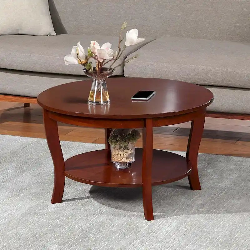 Table basse ronde avec étagère