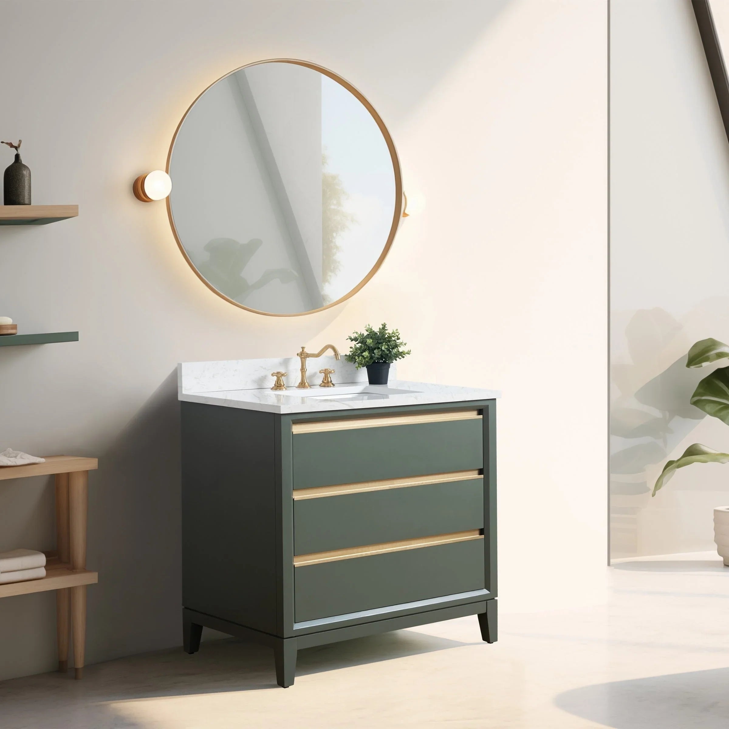 Meuble-lavabo Vanity Art avec évier en céramique et dessus en marbre reconstitué