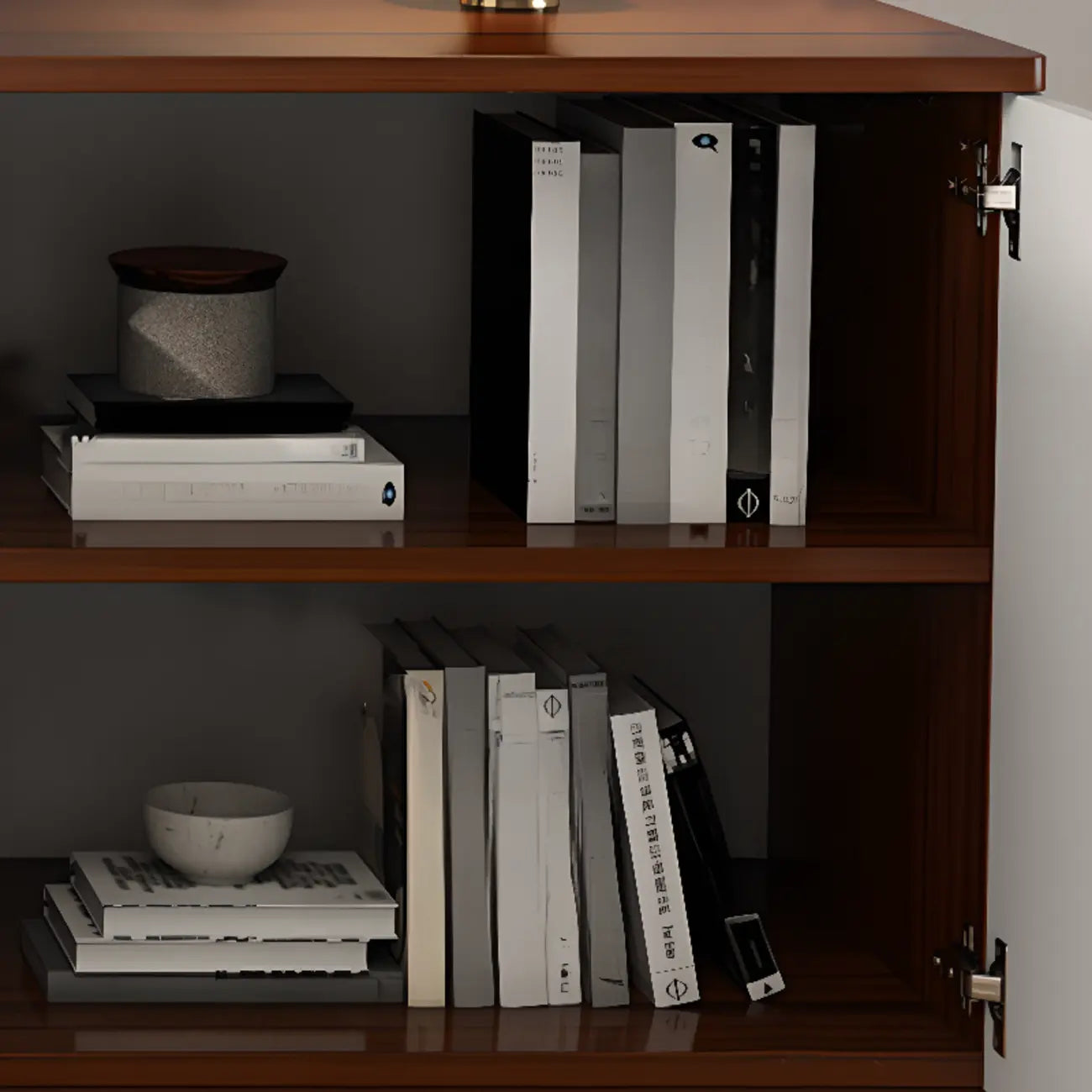 Meuble TV moderne blanc en bois avec rangement et gestion des câbles