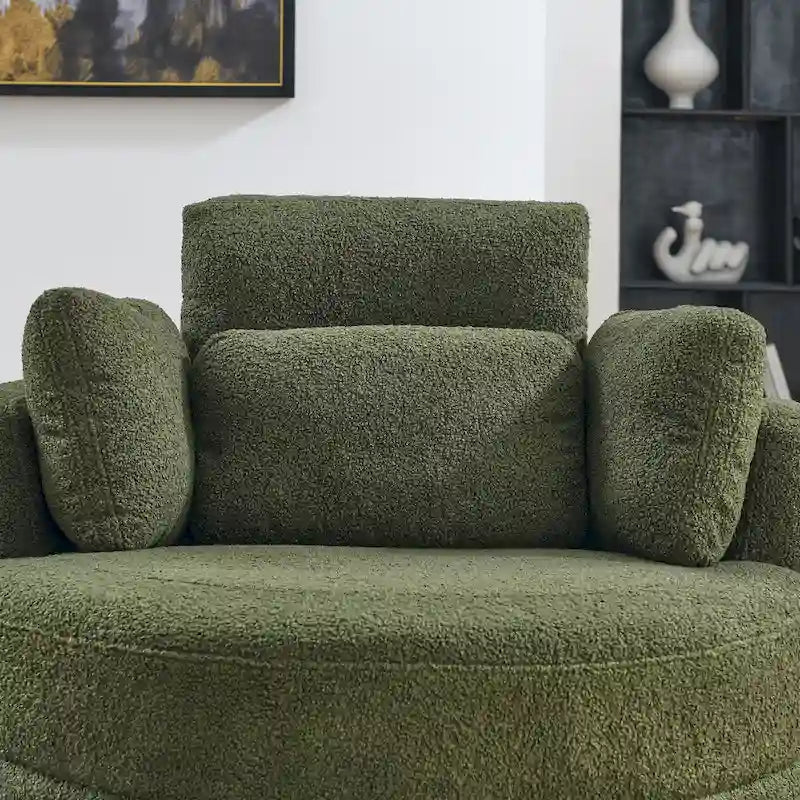 Fauteuil crapaud pivotant surdimensionné avec pouf de rangement lune