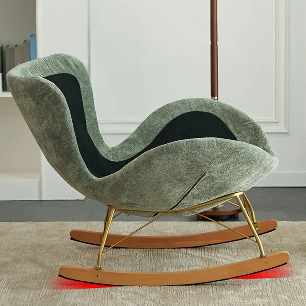 Fauteuil à bascule ergonomique rembourré en velours moderne pour chambre de bébé