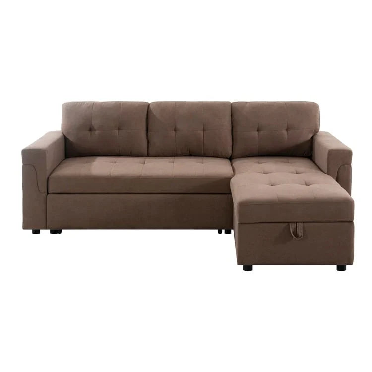 Canapé d'angle réversible avec lit gigogne, méridienne de rangement, pieds durables,