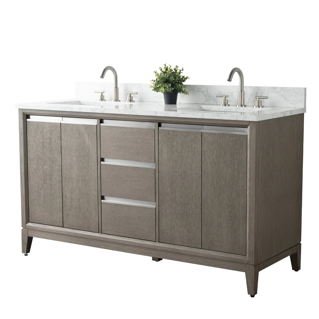 Meuble-lavabo Vanity Art avec évier en céramique et dessus en marbre reconstitué