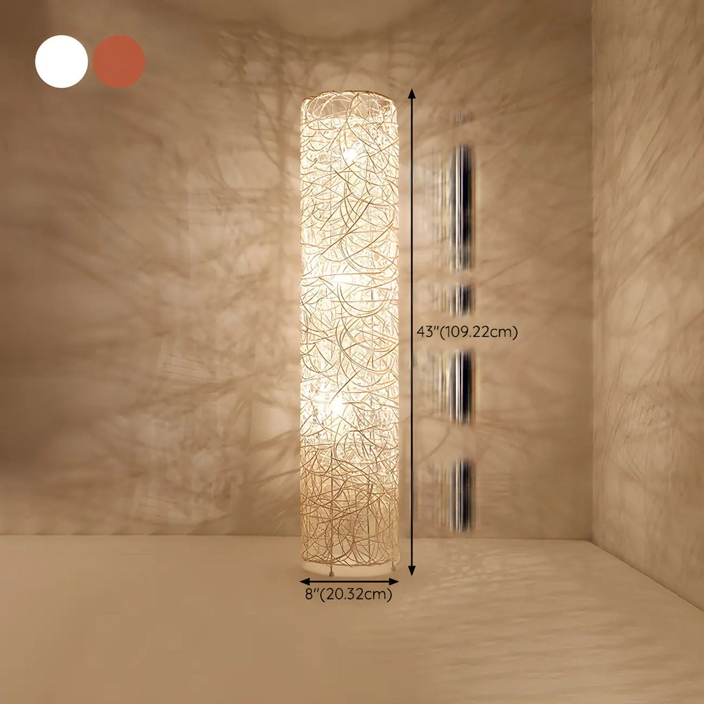 Lampadaire LED en rotin à brancher pour salon