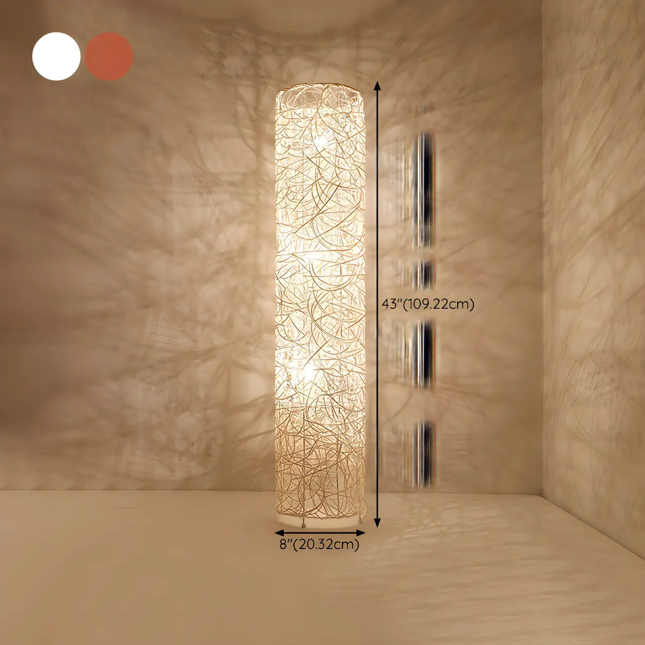 Lampadaire LED en rotin à brancher pour salon