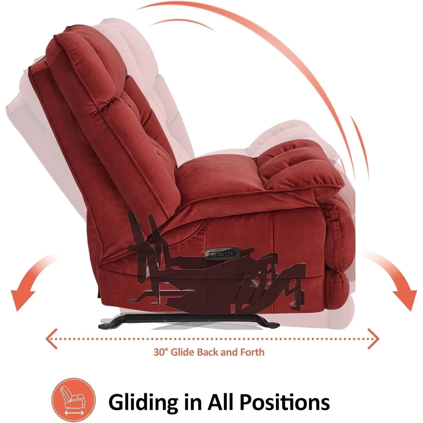 MCombo Fauteuil inclinable électrique sans accoudoirs surdimensionné à double moteur, inclinable Zeroarms parfait pour le salon en tissu PR607