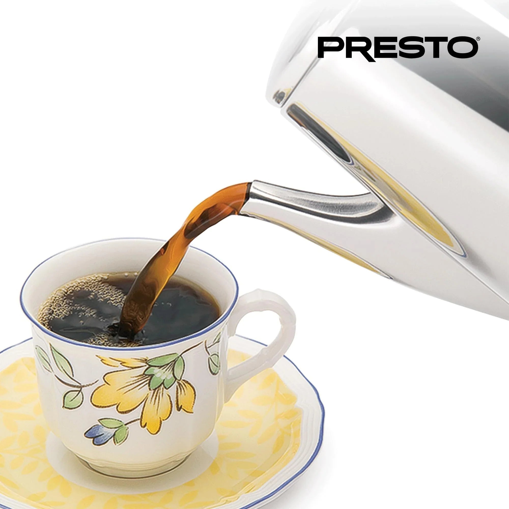 Cafetière à percolateur Presto en acier inoxydable, 12 tasses, robuste, argent - 2.79