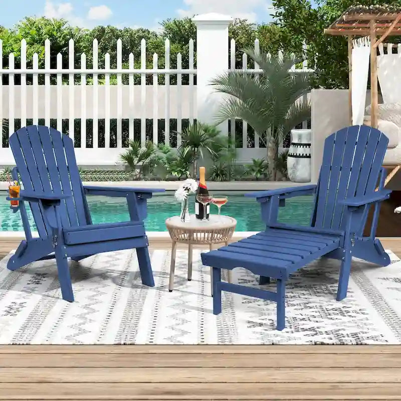Chaise Adirondack pliante et réglable Vrakae avec ottoman