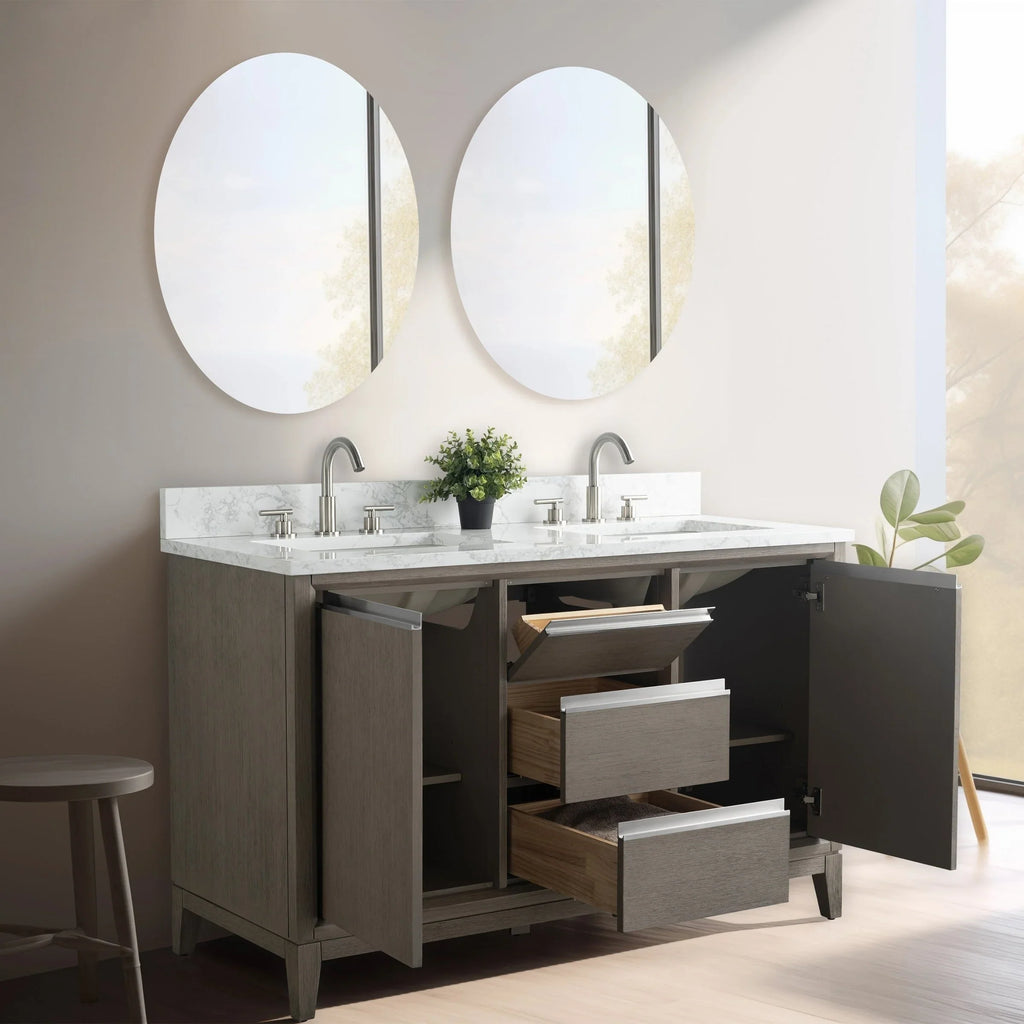 Meuble-lavabo Vanity Art avec évier en céramique et dessus en marbre reconstitué