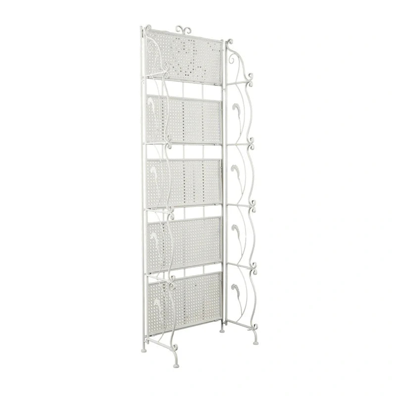 Étagère de Boulanger Pliable Haute à 5 Niveaux en Métal Décoratif pour Intérieur/Extérieur - Or ou Blanc - Roche River Decor
