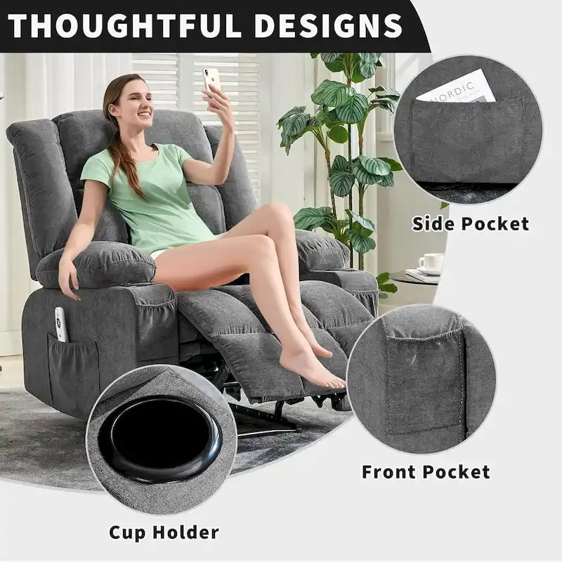Fauteuil inclinable télécommandé avec fonction chauffage et massage