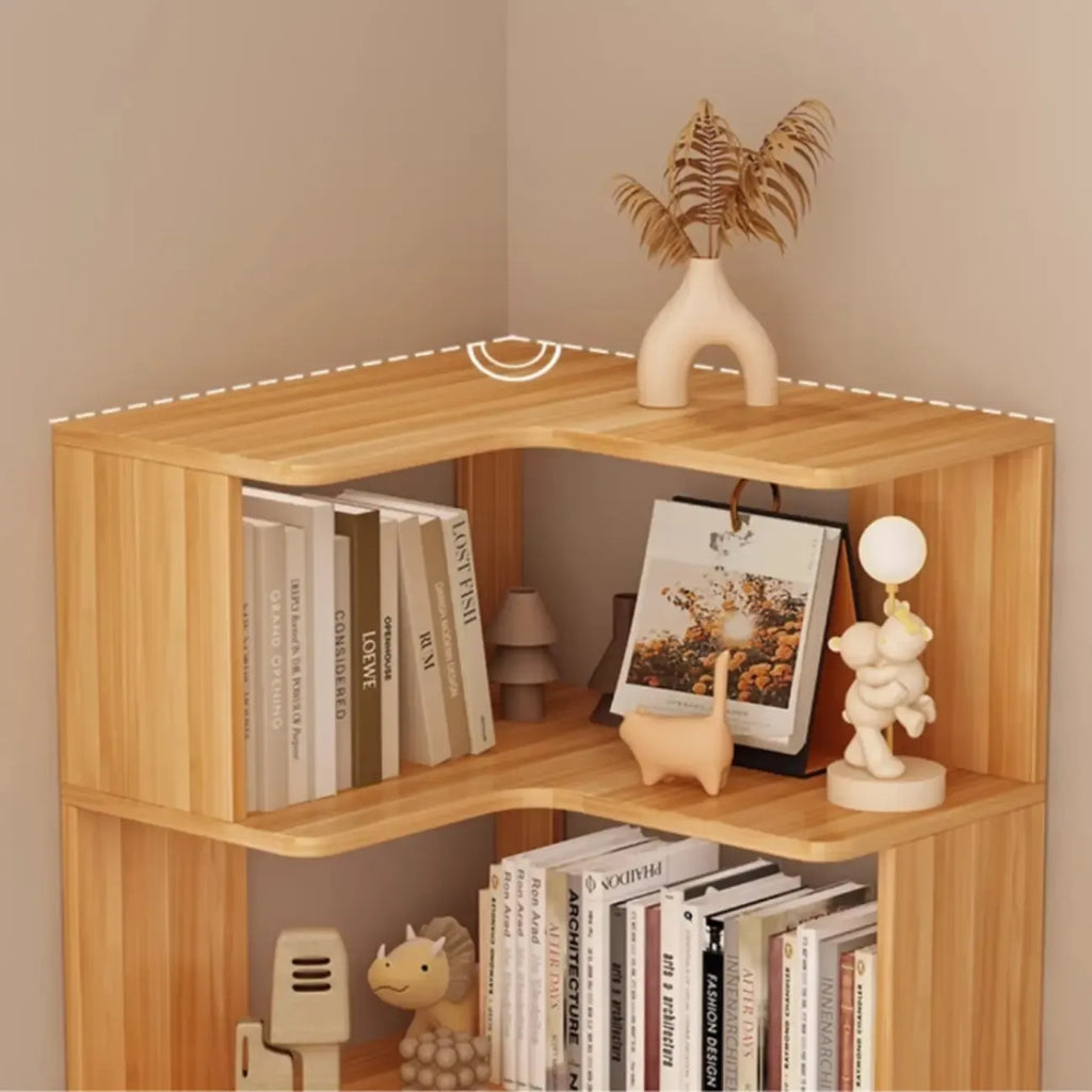 Étagère d'angle en bois manufacturé à 6 tablettes