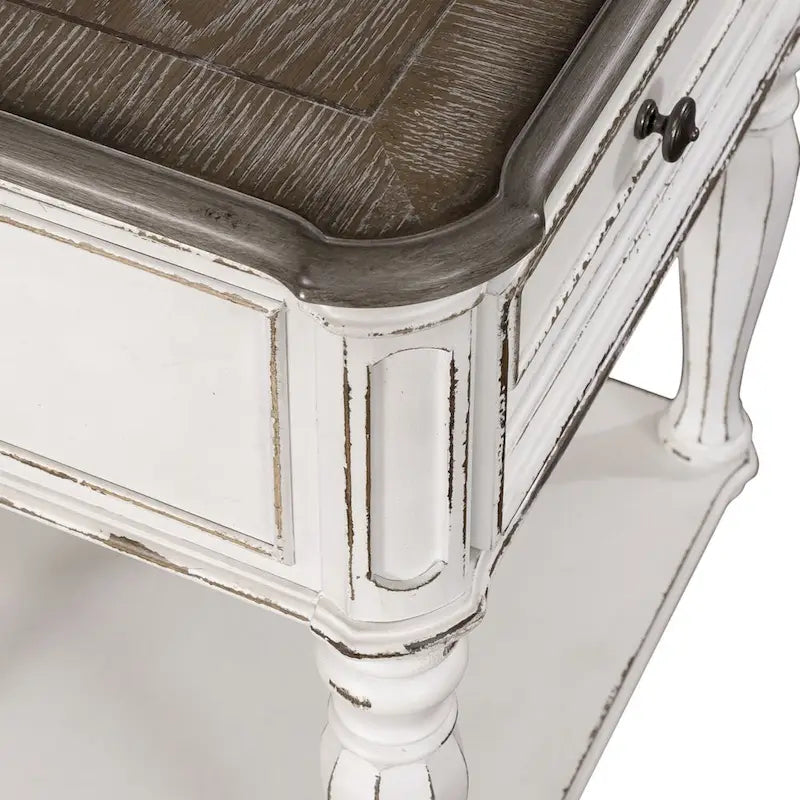 Table de chevet à pieds blancs antiques Magnolia Manor