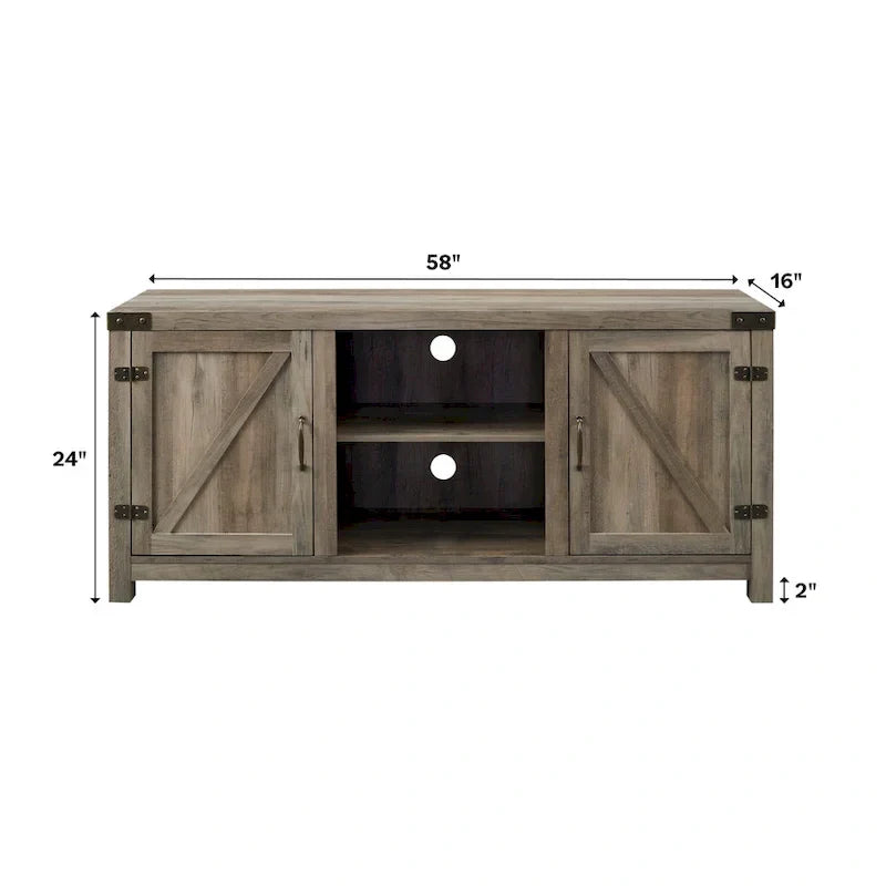 Meuble TV avec porte de grange Middlebrook Firebranch 58 pouces
