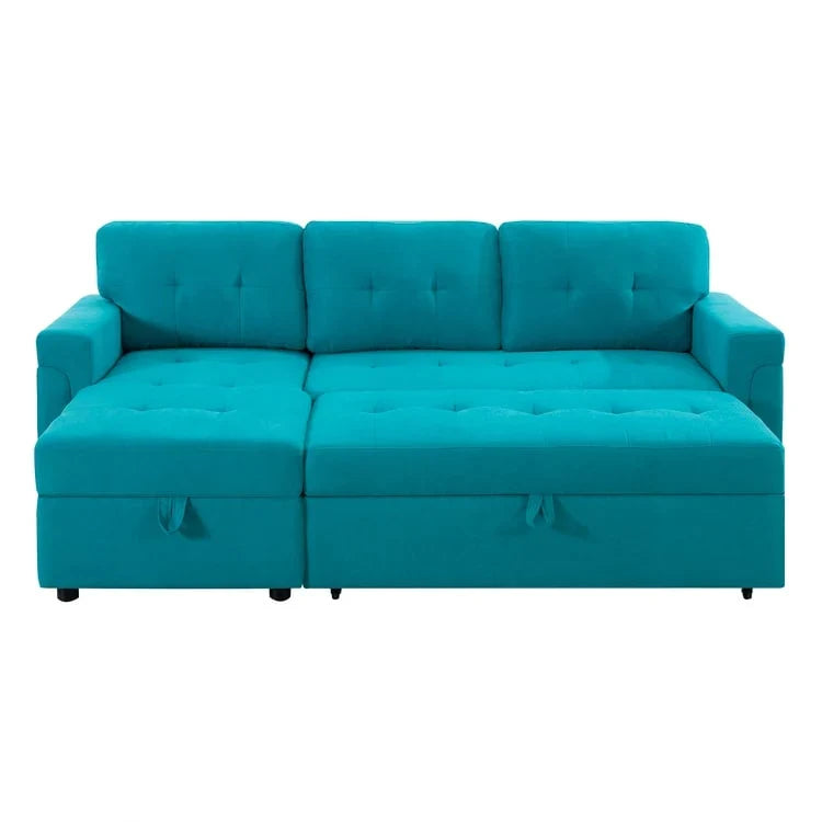 Canapé d'angle réversible avec lit gigogne, méridienne de rangement, pieds durables,