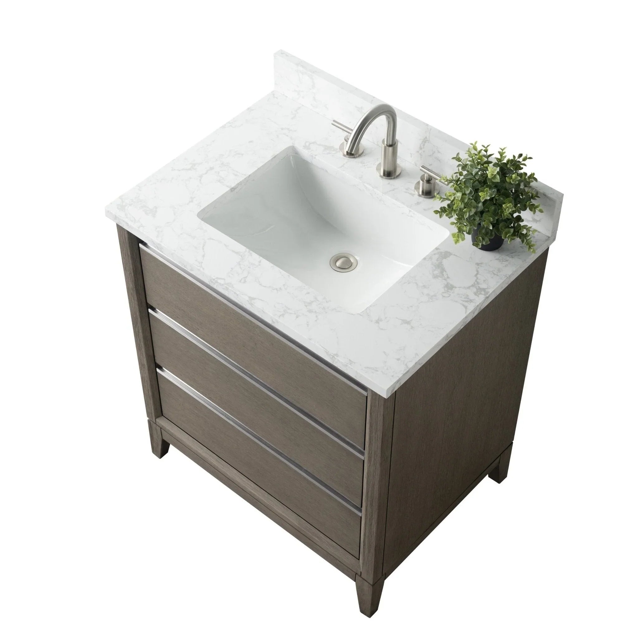 Meuble-lavabo Vanity Art avec évier en céramique et dessus en marbre reconstitué