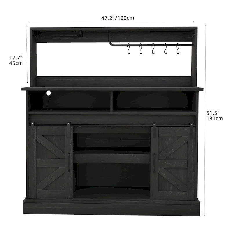 Meuble bas de bar à café Moasis Farmhouse - 38,4 P x 119,9 L x 130,8 H