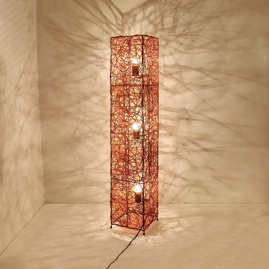 Lampadaire LED en rotin à brancher pour salon