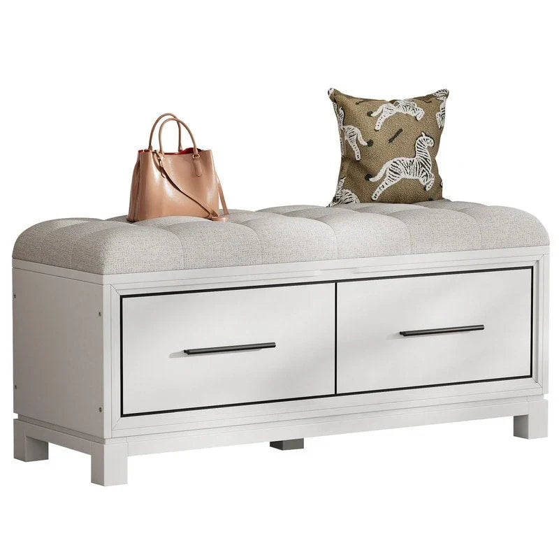 Banc à chaussures avec coussin amovible et rangement dissimulé pour l'entrée et le salon