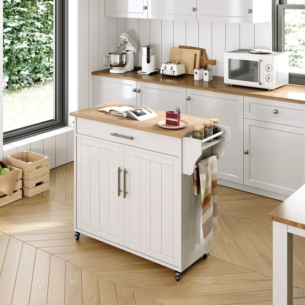 Îlot de cuisine roulant avec armoire de rangement