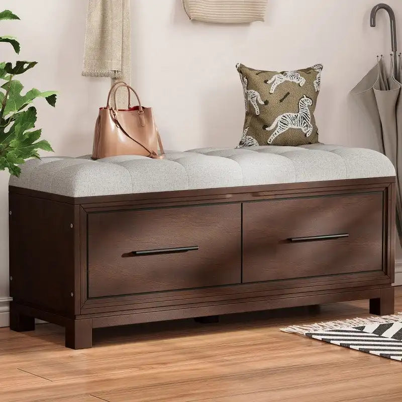 Banc à chaussures avec coussin amovible et rangement dissimulé pour l'entrée et le salon