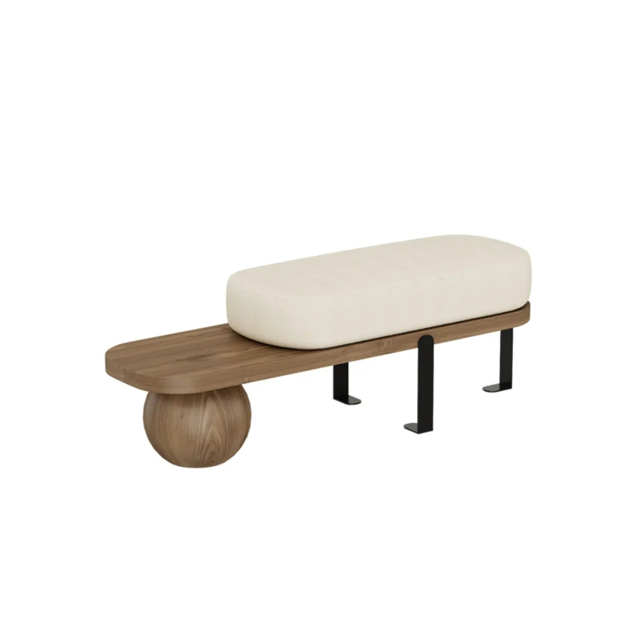 Banc court rembourré en bois beige moderne
