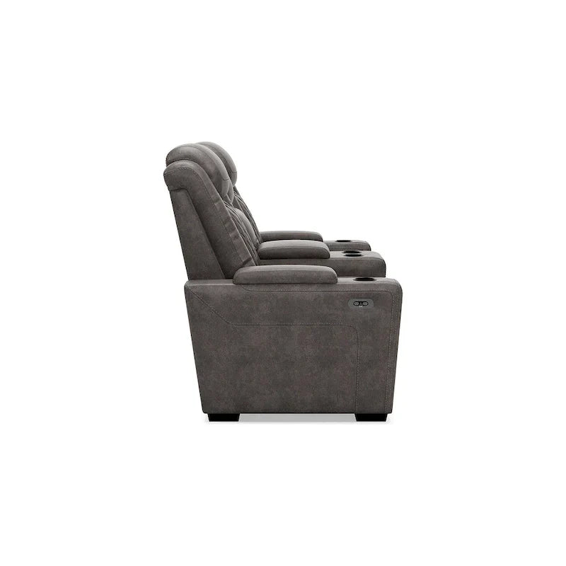 Signature Design by Ashley HyllMont – Causeuse inclinable électrique grise avec console – 71,75 po L x 39 po P x 44 po H