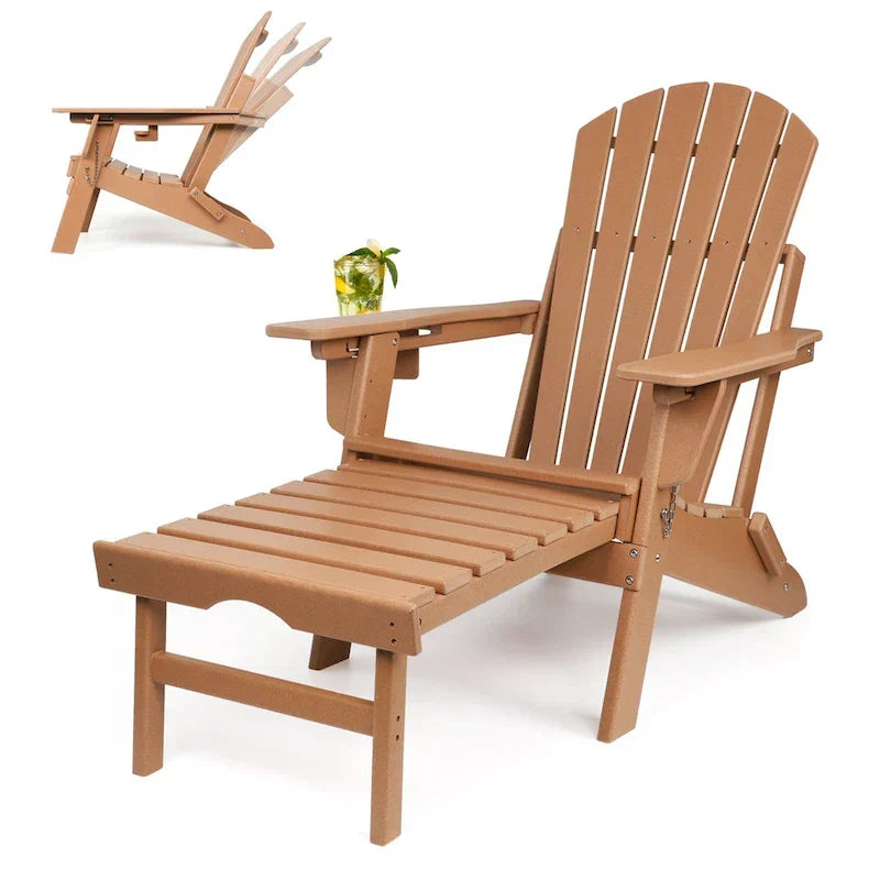 Chaise Adirondack pliante et réglable Vrakae avec ottoman