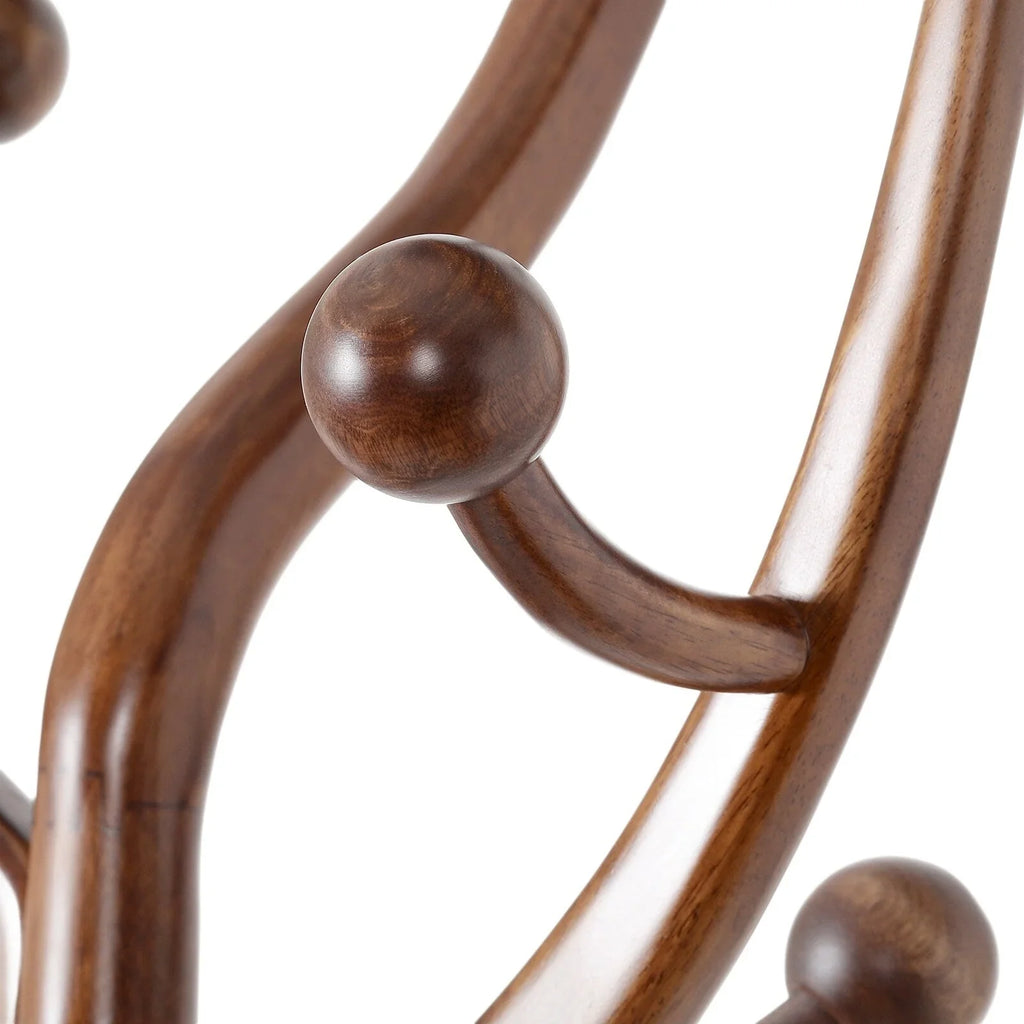 Porte-manteau sur pied en bois d'hévéa à motif de branches d'arbre avec 8 crochets - 24,5 l x 70,87 h