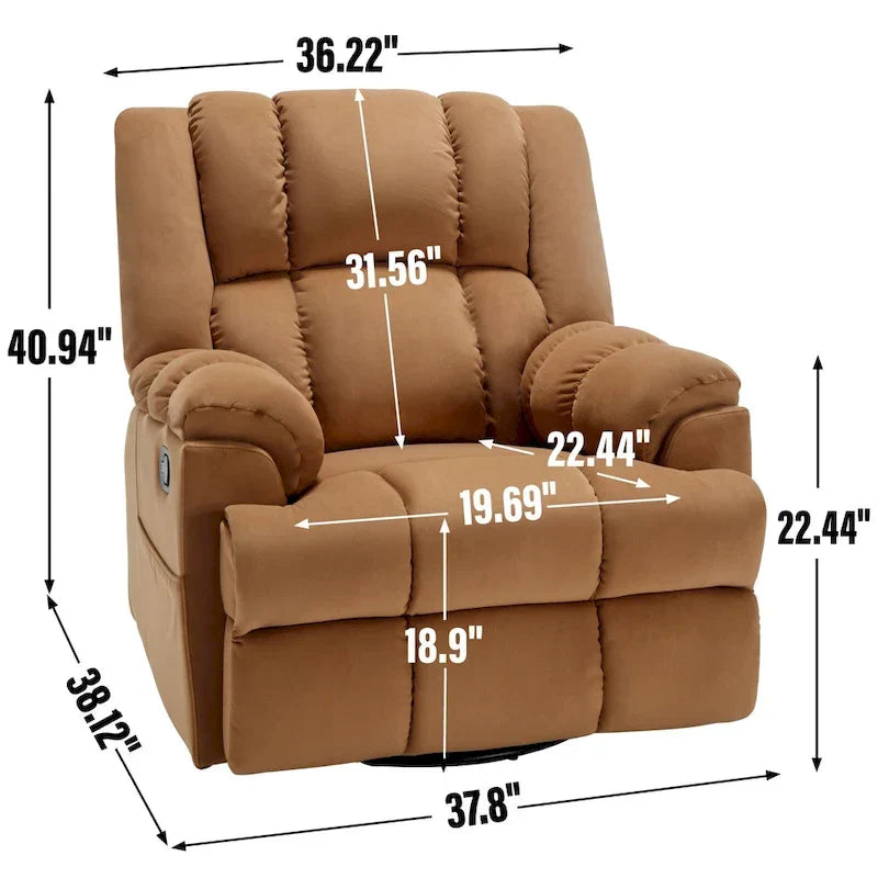 Fauteuil Inclinable Pivotant à Bascule Lazy Boy, Grand Fauteuil Inclinable Manuel Rembourré avec Accoudoirs et Dossier Capitonnés