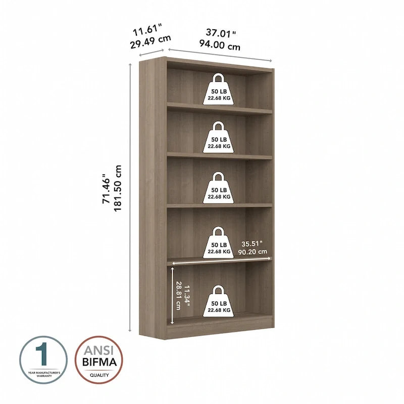 Bibliothèque haute à 5 étagères Universal de Bush Furniture