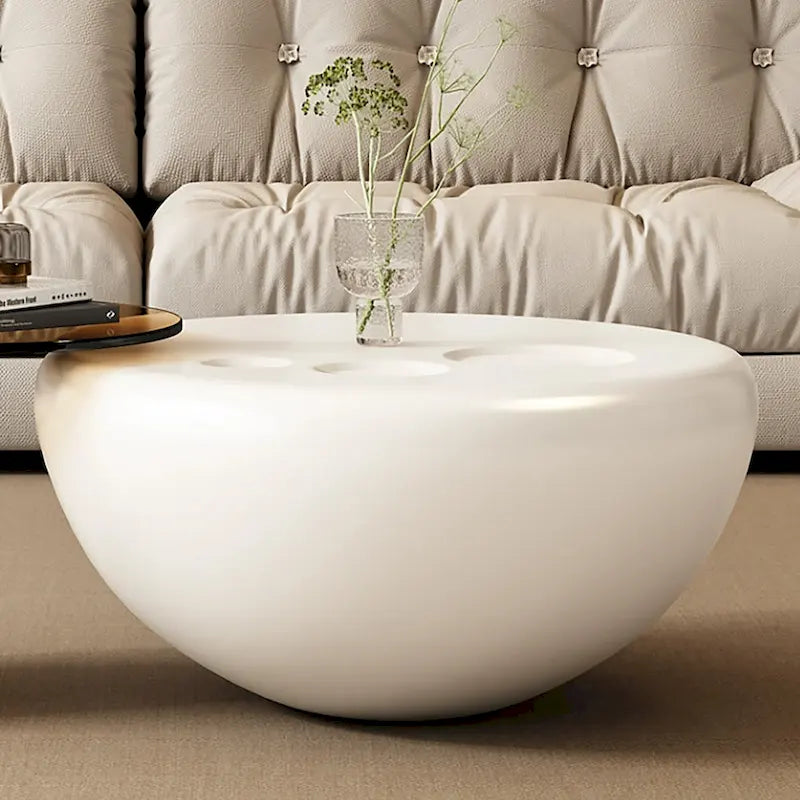 Table basse gigogne 42 moderne ronde blanc crème, 2 pièces pour le salon - 62