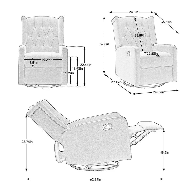 Fauteuil de relaxation multi-positions inclinable à 360 degrés