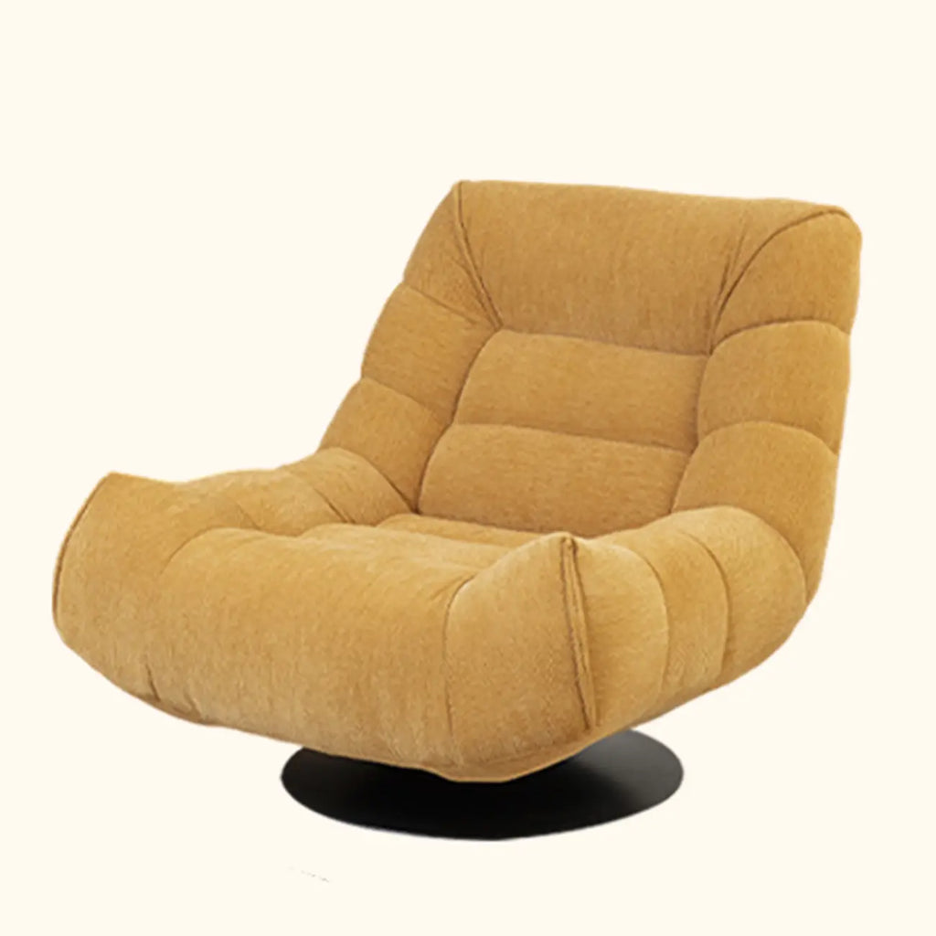 Fauteuil pivotant d'appoint en tissu chenille tufté jaune
