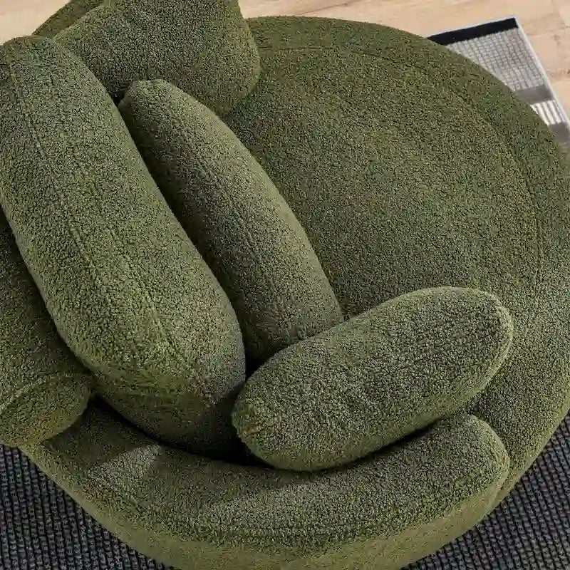 Fauteuil crapaud pivotant surdimensionné avec pouf de rangement lune