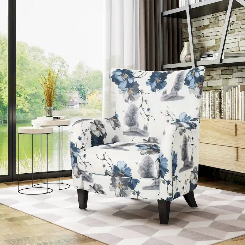 Fauteuil rembourré à dossier haut avec pieds en bois Modern Retro 30.25 pour le salon