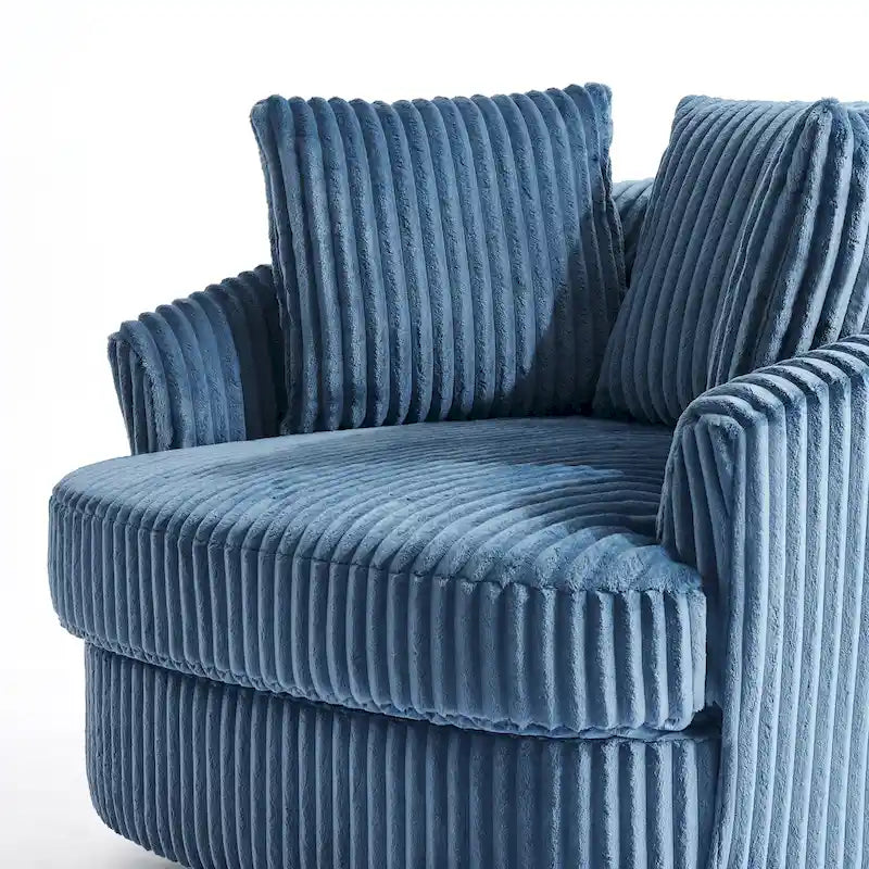 Fauteuil pivotant rond surdimensionné en velours côtelé avec accoudoirs encastrés 43 W