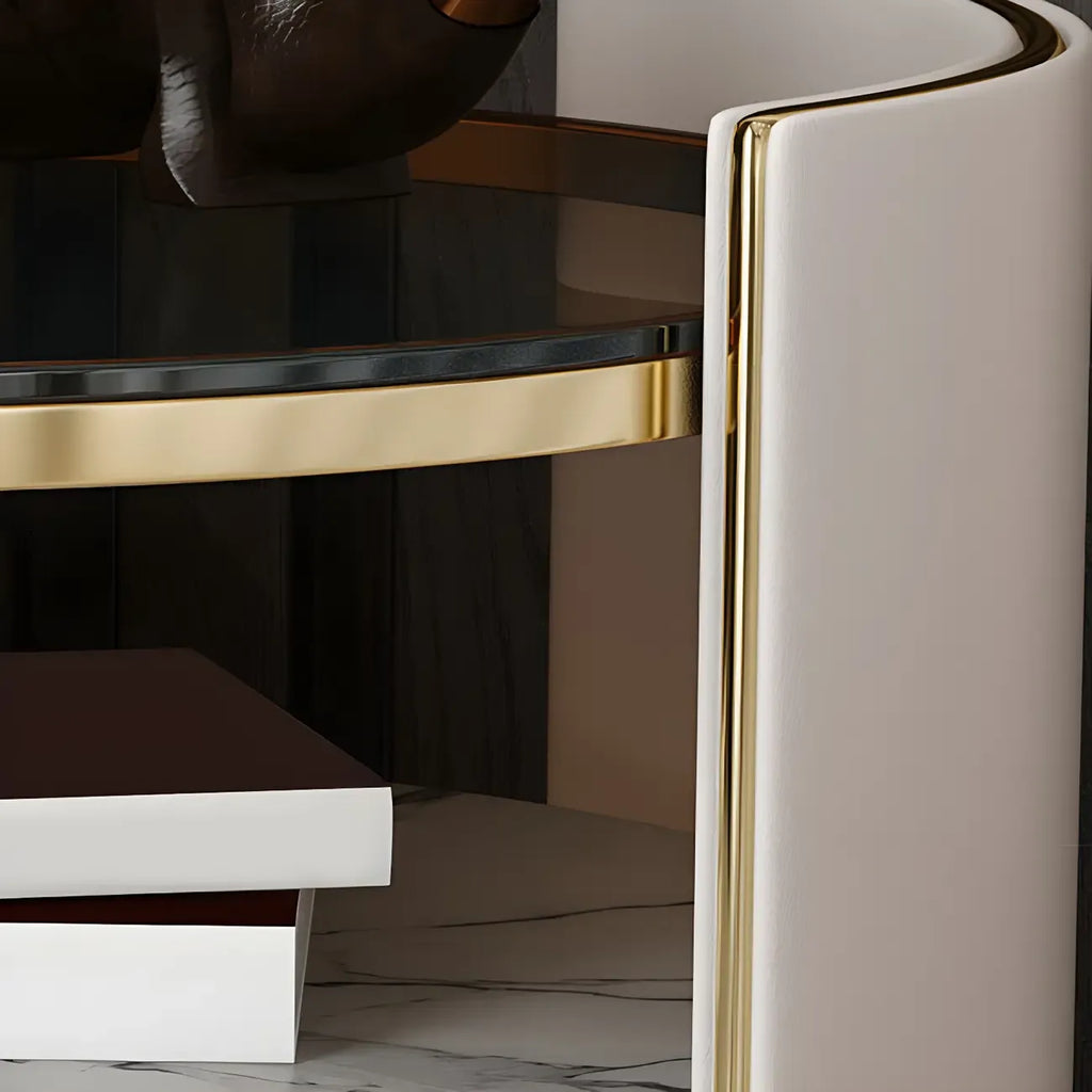 Table de chevet de luxe en verre avec tiroir de rangement et niche ouverte