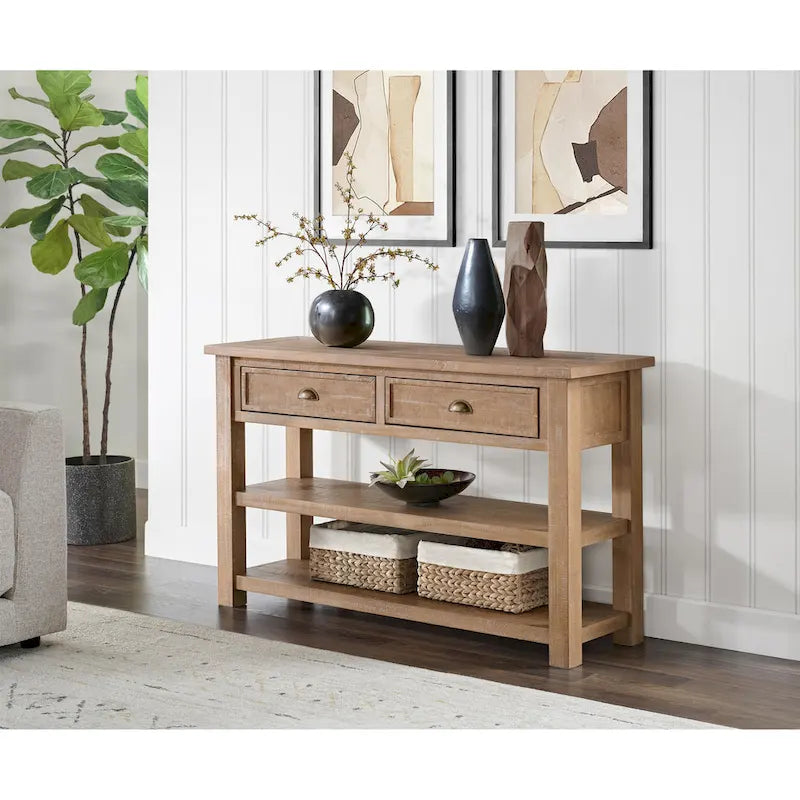 The Gray Barn Downington Table console de canapé à 2 tiroirs en bois massif
