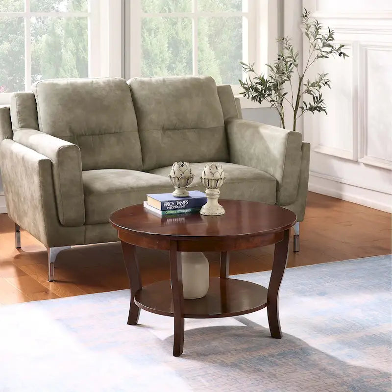 Table basse ronde avec étagère