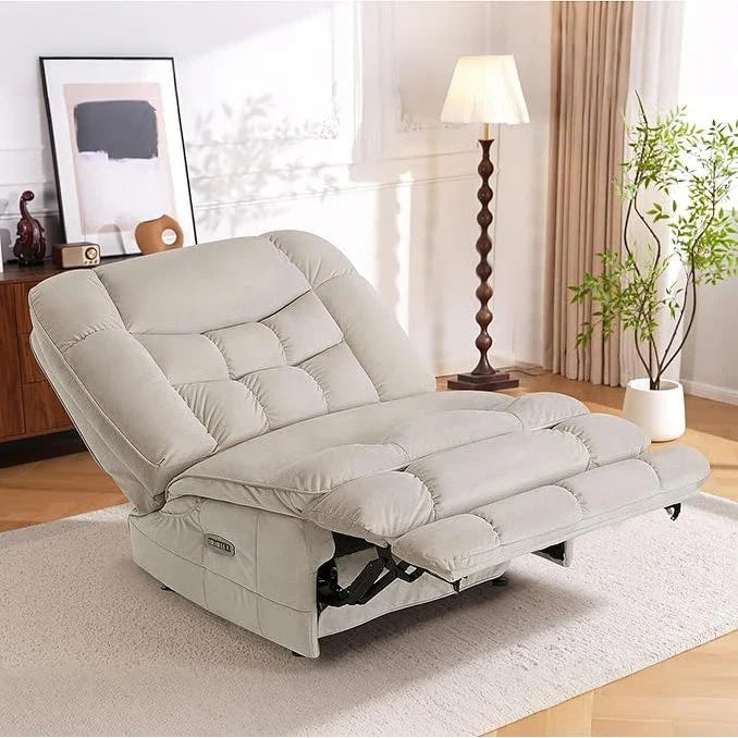MCombo Fauteuil inclinable électrique sans accoudoirs surdimensionné à double moteur, inclinable Zeroarms parfait pour le salon en tissu PR607
