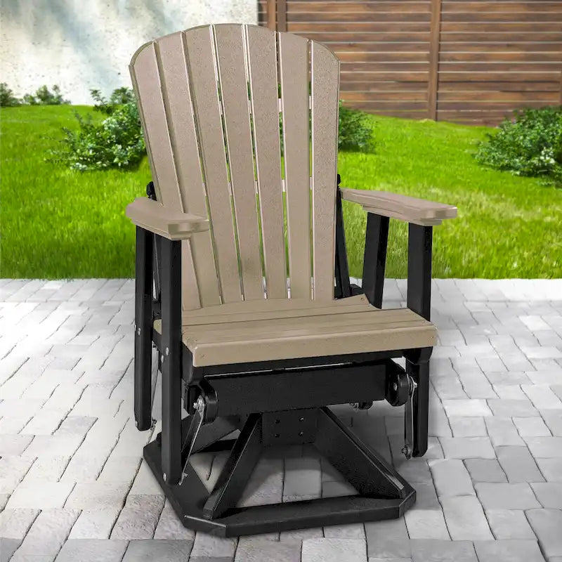 Fauteuil à bascule pivotant OS Home and Office Model Fan Back Glider en Weatherwood avec base noire