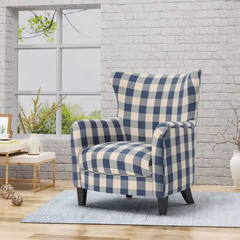 Fauteuil rembourré à dossier haut avec pieds en bois Modern Retro 30.25 pour le salon