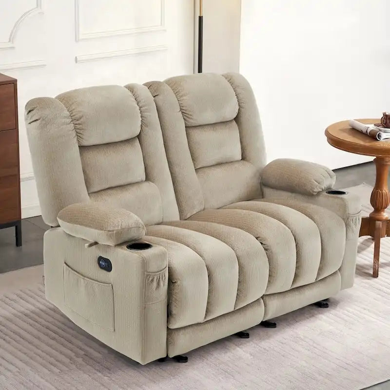 Causeuse inclinable électrique MCombo avec fonction chauffage et massage, en tissu PR648