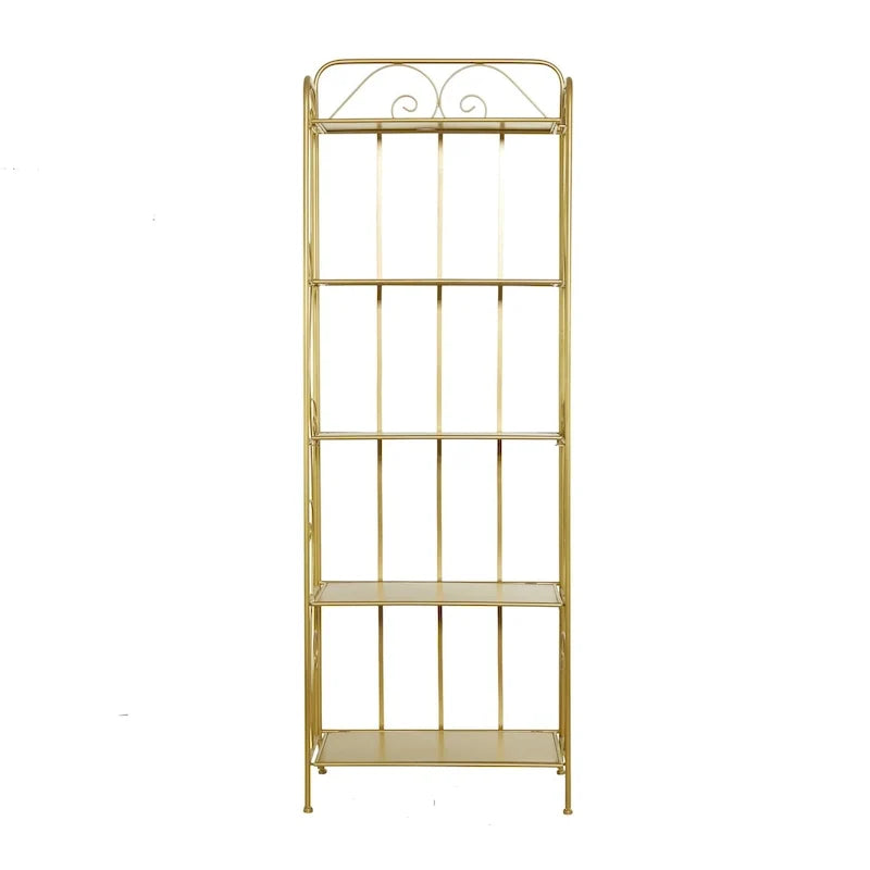 Étagère de Boulanger Pliable Haute à 5 Niveaux en Métal Décoratif pour Intérieur/Extérieur - Or ou Blanc - Roche River Decor