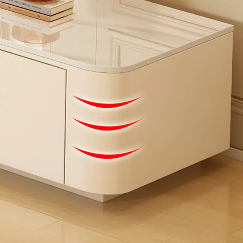 Meuble TV moderne en bois avec tiroirs et gestion des câbles