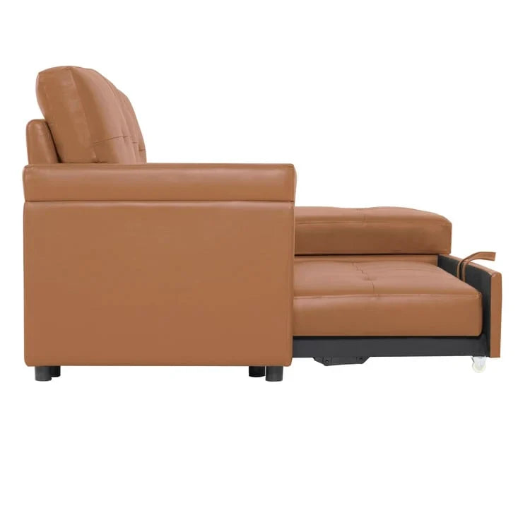 Canapé d'angle réversible avec lit gigogne, méridienne de rangement, pieds durables,