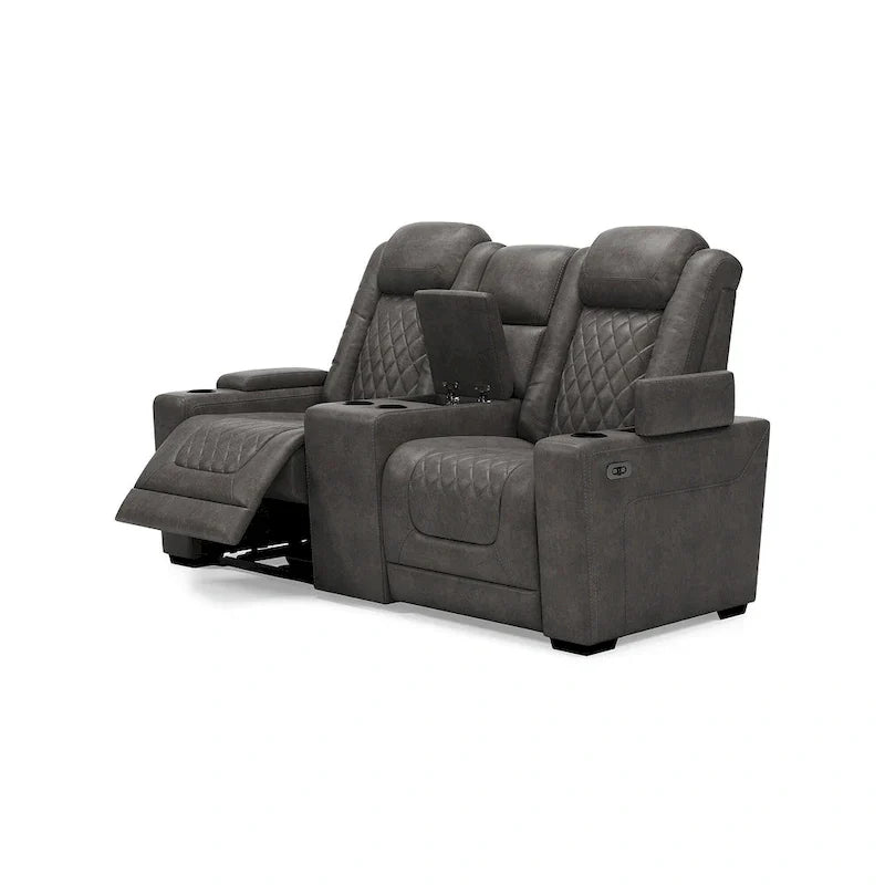 Signature Design by Ashley HyllMont – Causeuse inclinable électrique grise avec console – 71,75 po L x 39 po P x 44 po H