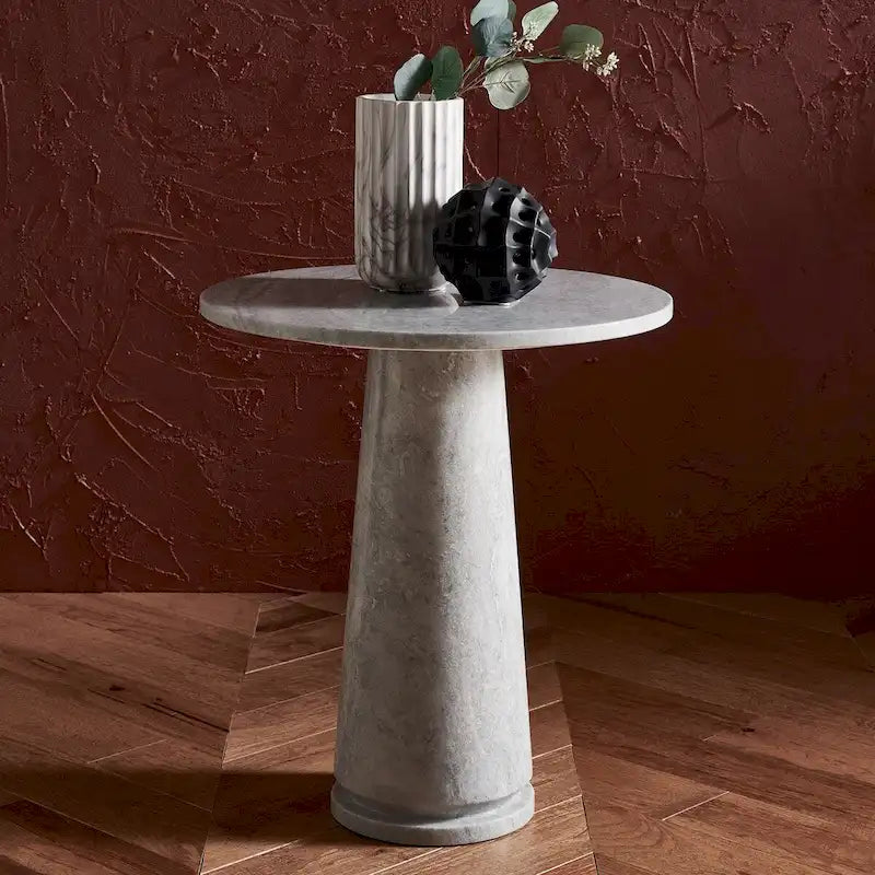 Table d'appoint ronde haute en marbre SAFAVIEH Couture Ghicu - 56 cm L x 53 cm P x 61 cm H - 21Wx21Dx24H